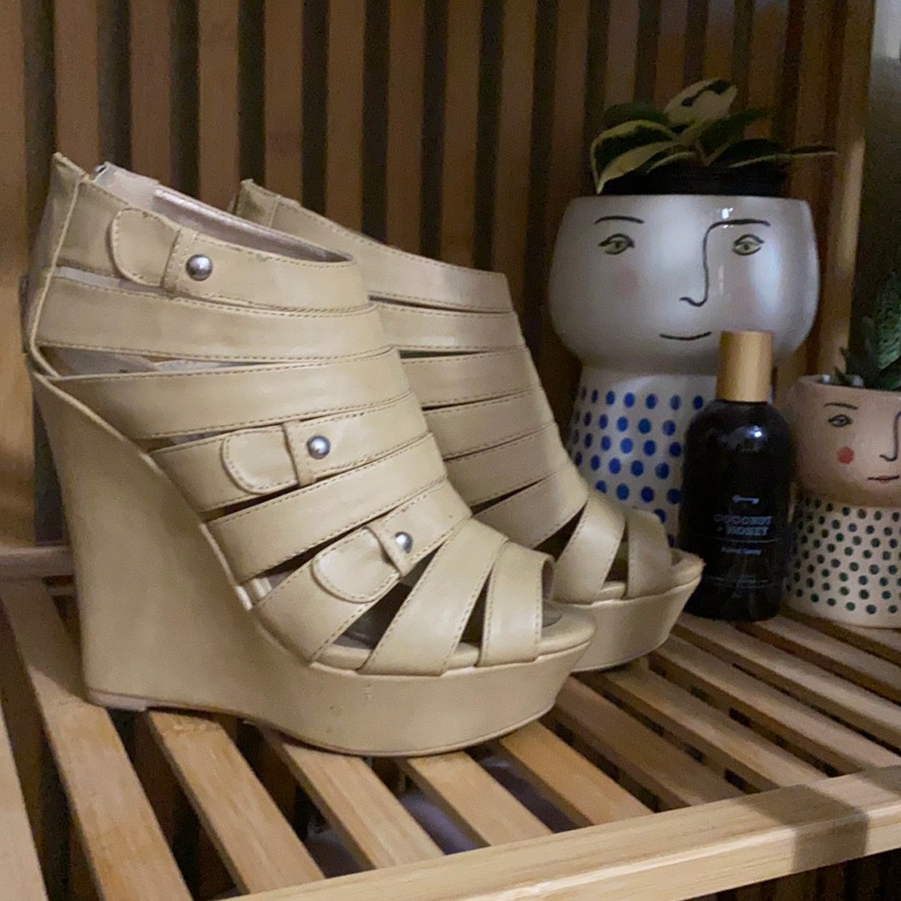 Tan Wedge Sandals